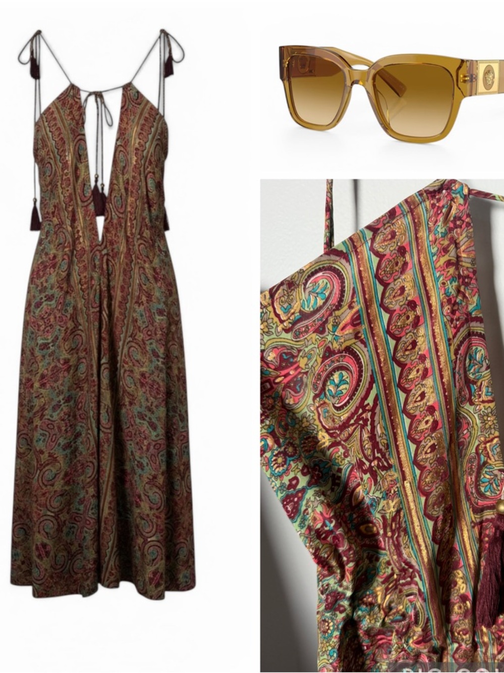 Art Silk Boho Dress – Pink Multicolor Paisley Adjustable Tie Back